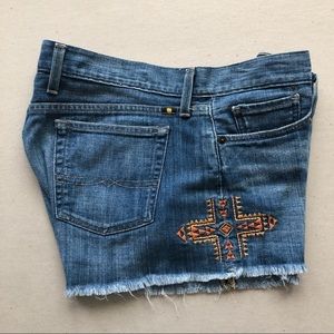 Lucky Brand Women Riley Shorts Embroidered 99% Cotton Size 30